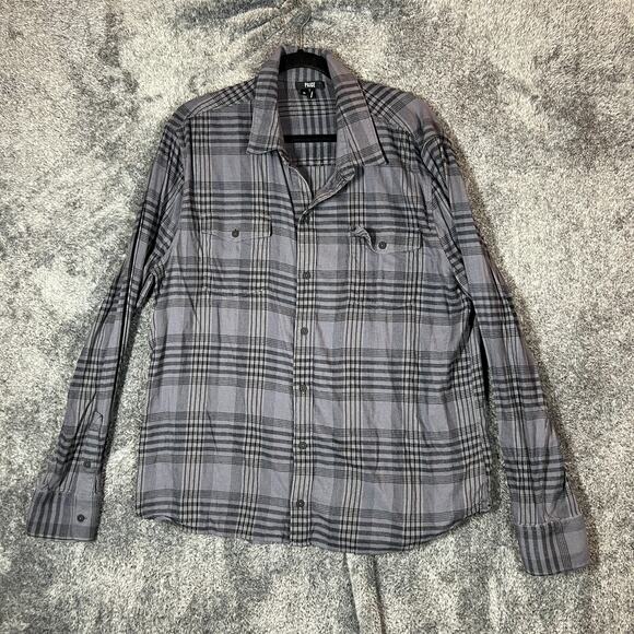 Paige Shirt Mens XL Gray Plaid Flannel Longsleeve Button Up Pockets Casual - Picture 1 of 8